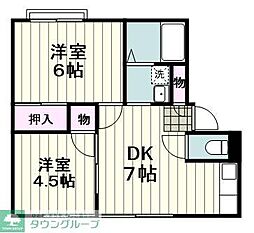 カテリーナ師岡 2DKの間取図画像