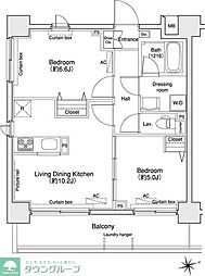 プラウドフラット王子神谷 2LDKの間取図画像