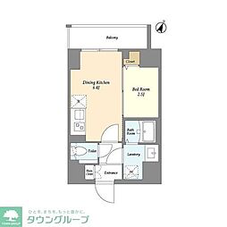 ヴィラクレール巣鴨 1DKの間取図画像
