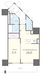 東京メトロ有楽町線 護国寺駅 徒歩8分の賃貸マンション 10階1LDKの間取り