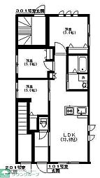 都電荒川線 早稲田駅 徒歩4分の賃貸テラスハウス 3LDKの間取り