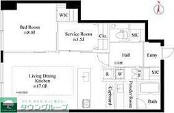 ラ・トゥール飯田橋 12階1SLDKの間取り