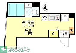 FERIO三河島 3階ワンルームの間取り