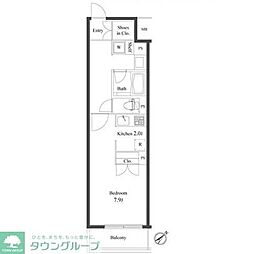 プライマル小石川 3階ワンルームの間取り