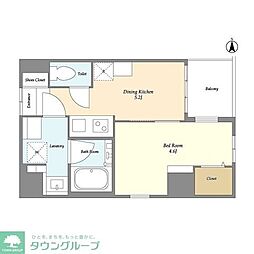 グランカーサ王子III 3階1DKの間取り