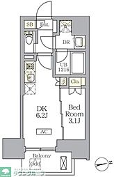 ザ・ライオンズフォーシア文京湯島 11階1DKの間取り
