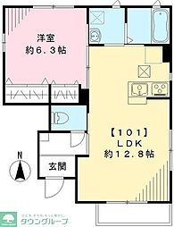 ジャルディーノA 1階1LDKの間取り