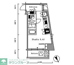 パークアクシス新板橋ウエスト 5階ワンルームの間取り