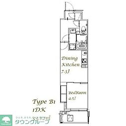スプランディッド西日暮里 9階1DKの間取り