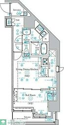 プレセダンヒルズ文京本駒込 5階1LDKの間取り
