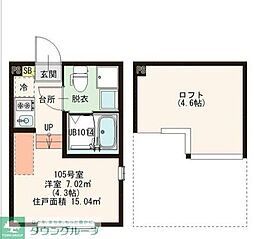 メゾン・ド・ハル 2階1Kの間取り