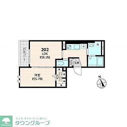 CHOUCHOU　TOKIWADAI　仮称シュシュ常盤台 2階1LDKの間取り