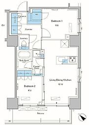 ルフォンプログレ滝野川 9階2LDKの間取り