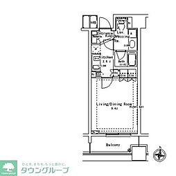 パークアクシス御茶ノ水ステージ 6階1Kの間取り