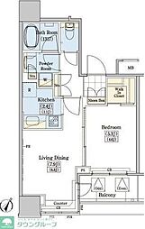 レジディアタワー上池袋（タワー棟） 18階1LDKの間取り