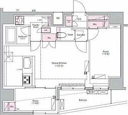 BPRレジデンス田端 13階2LDKの間取り