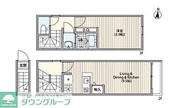 マーレ十条 2階1LDKの間取り