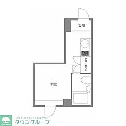 グランドハウスシャンティ 4階ワンルームの間取り