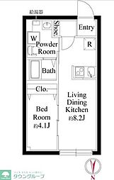 センプリーチェ西日暮里 3階1LDKの間取り