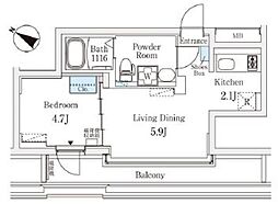 Fika池袋 5階1DKの間取り