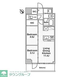 コンフォリア・リヴ巣鴨 3階2LDKの間取り