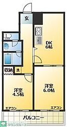 パルシティ駒込 4階2DKの間取り