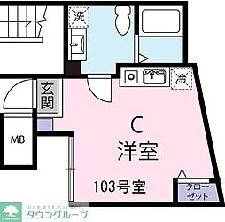 リタ十条 1階ワンルームの間取り
