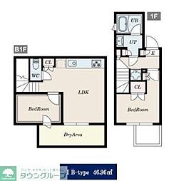 PASEO白山I 1階2LDKの間取り