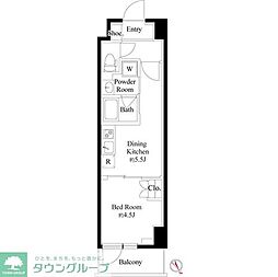ハーモニーレジデンス六義園 3階1DKの間取り