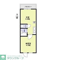 モデラート 2階1DKの間取り