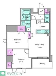 Ｎ−ｆｌａｔｓ板橋 12階2LDKの間取り
