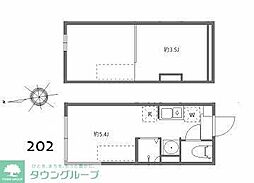 ブリスガーデン ワンルームの間取図画像