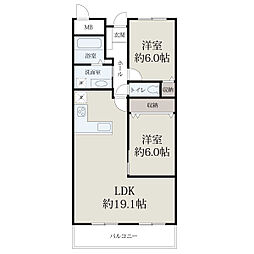 ユニライフ宇治六番館 2LDKの間取図画像