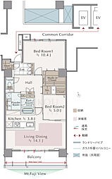 デュオヒルズ甲府 2LDKの間取図画像