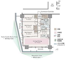 ザ・福井タワースカイレジデンス 3LDKの間取り