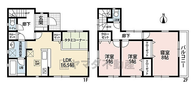 LDKは16.5帖とタタミコーナーあり。2階居室は全部屋南向きの窓があり明るいです＾＾