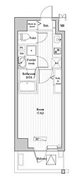 木場ステーションレジデンス 1Kの間取図画像
