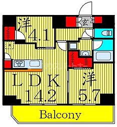 アジールコート町屋 8階2LDKの間取り