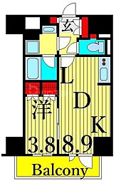 パークアクシス入谷 4階1LDKの間取り