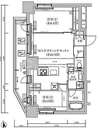 ティモーネグランデ田端ノルド 9階2LDKの間取り