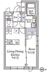 アトリオフラッツ日暮里 4階1LDKの間取り