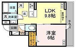 セレスティア加賀 1階1LDKの間取り