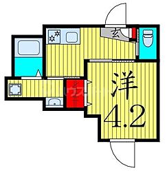 エリタージュ 2階1Kの間取り