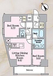 ラグゼナ北千住II 12階2LDKの間取り