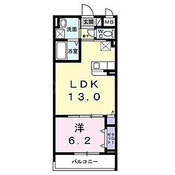 アリーサコート　セント 3階1LDKの間取り