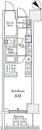 リテラス西日暮里 8階ワンルームの間取り