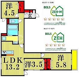 グラナーデ興野 1階3LDKの間取り