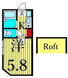 Fontaine尾久 3階1Kの間取り