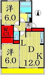 エーデルハイムASAKA−A 1階2LDKの間取り