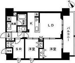 アルファレジデンシア南千住 14階2SLDKの間取り